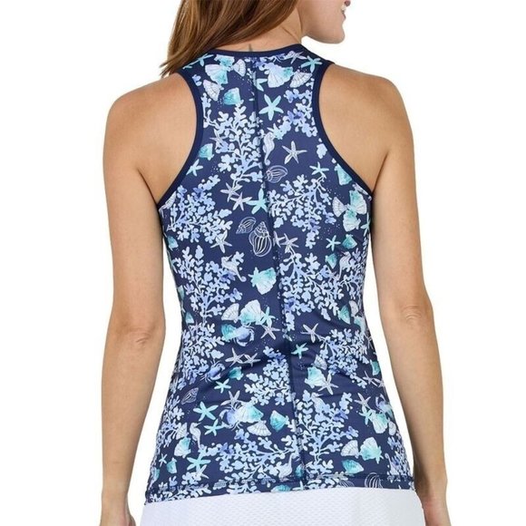 NEW Sofibella UV Feather Light Tennis Tank Top XS Aqua Mar Blue fitted - Picture 2 of 2